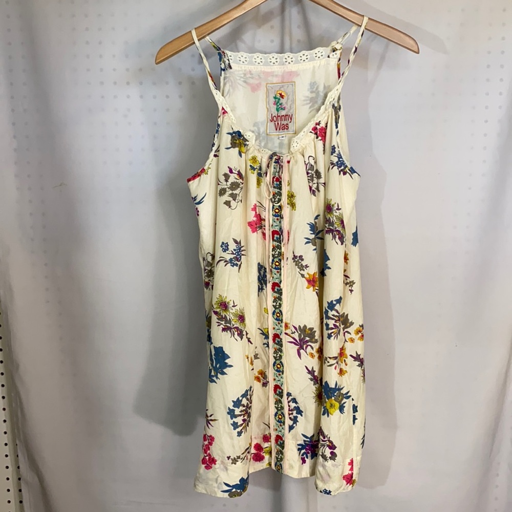 Johnny Was SILK lined nightgown with floral print.